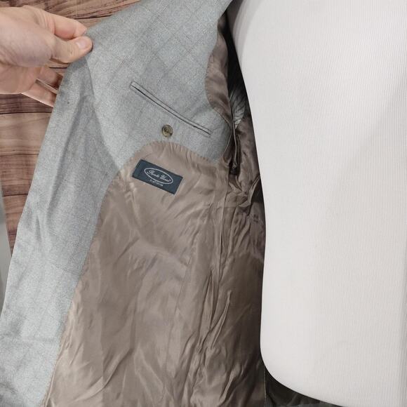 Pronto Uomo Platinum Sport Coat Mens 42R Gray Silk Wool Windowpane Blazer - Picture 8 of 13